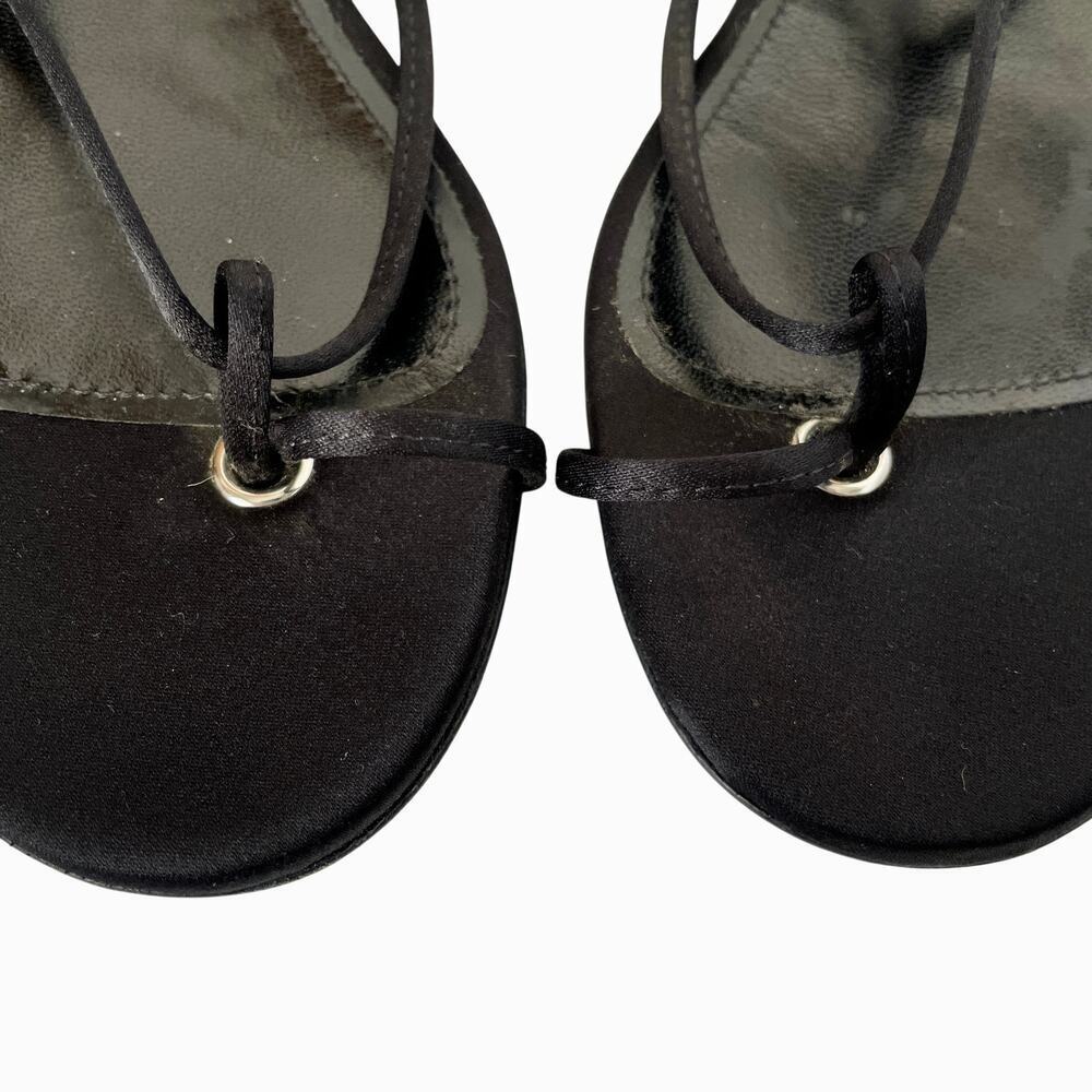The Attico Kika Satin Lace Up Wrap Thong Sandals 37 Black Flat Italy Gladiator - Picture 3 of 8